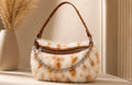 White and Brown Fur Bag