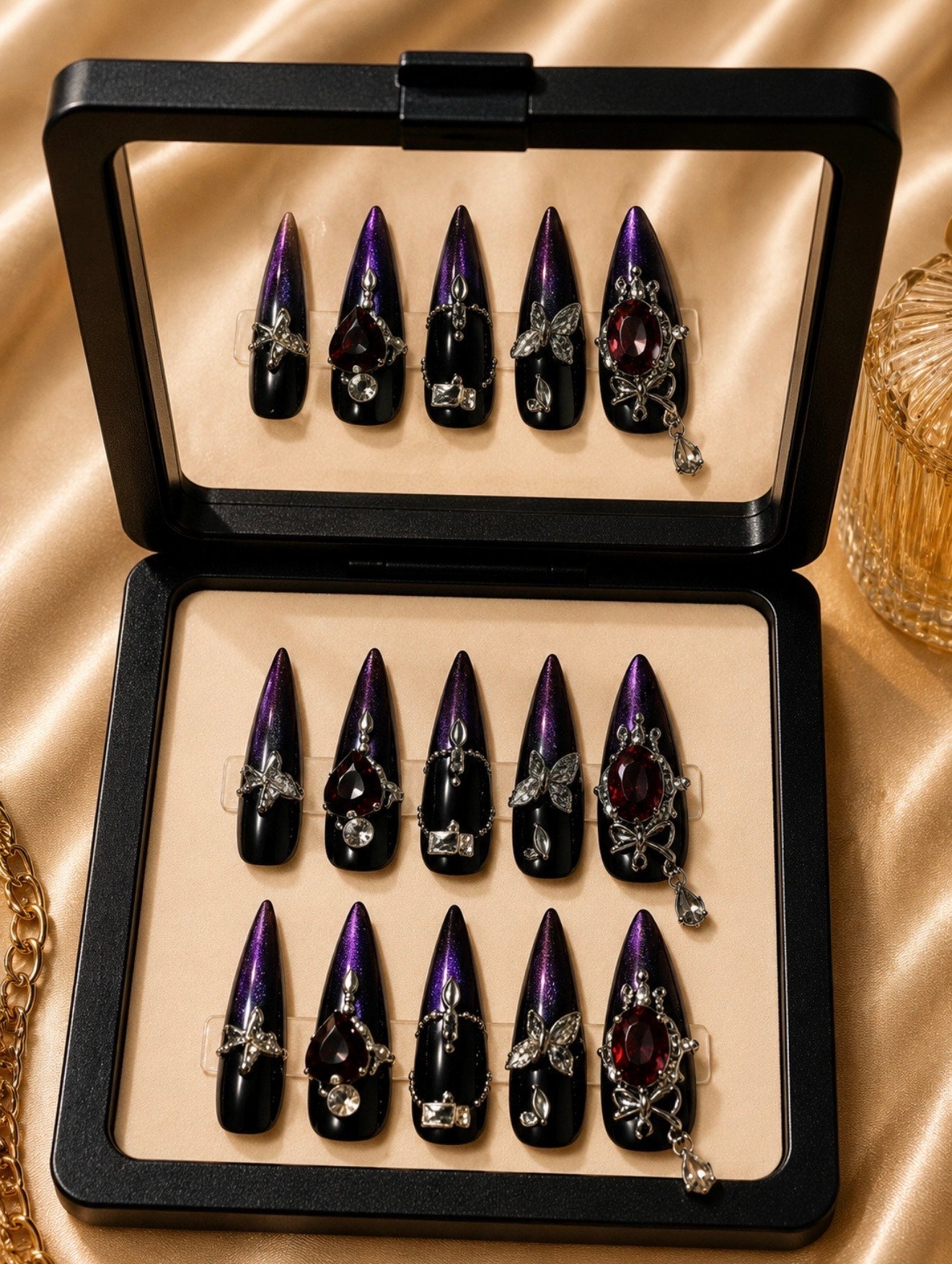 Purple Diamond Press on Set
