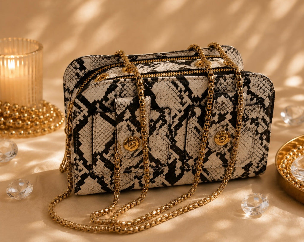 Animal print statement bag